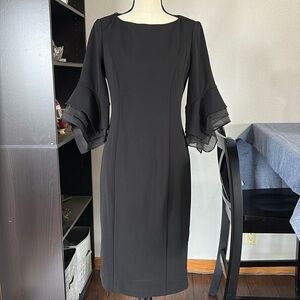 NWT Adrianna Papell Women’s Sz 6 Knit Crepe Tiered Sleeve Dress